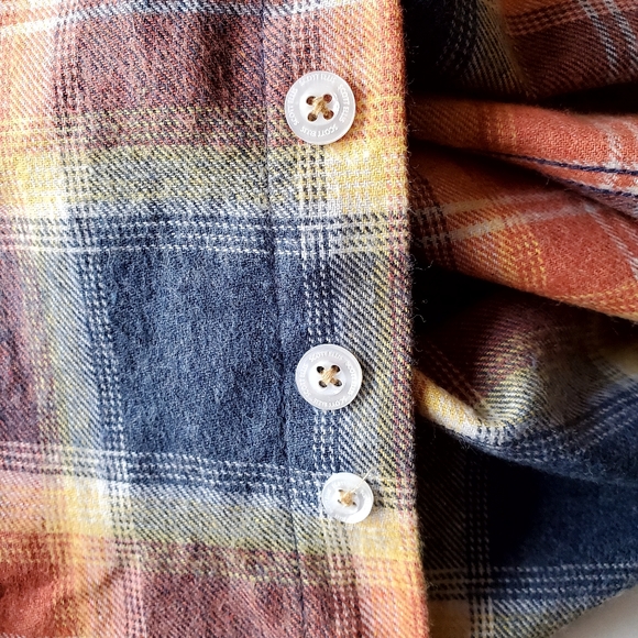 Scott Ellis Men's Orange & Blue Plaid Flannel Button Down Shirt size Med… - Picture 7 of 7